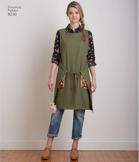 Simplicity 8230 Women's Reversible Apron Dress Sewing Pattern, 2 Styles, Sizes XS-XL...