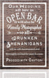 Jetec Open Bar Wedding Sign Wedding Party Funny Wood Bar Sign for Your Reception Party Hanging Wooden Rustic Farmhouse Decoration (Spelling Error ...