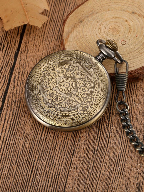 Mudder Vintage Roman Numerals Scale Quartz Pocket Watch with Chain (Bronze)...