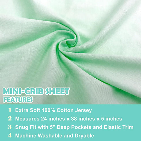 TL Care 100% Natural Cotton Fitted Mini Crib Sheet 38" x 24" - Soft & Breathable Small Nesting Portable Crib Sheet, Fits Pack N Play Mattresses, M...