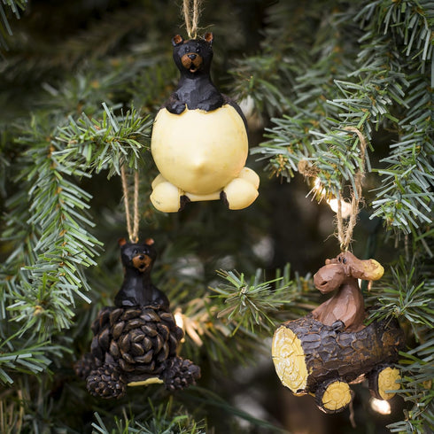 Slifka Sales Co. Bear & Moose Driving Christmas Ornaments 3 Piece Decorative Set...