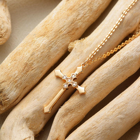 Fettero Cross Necklace for Women, 14K Gold Plated Chain Necklace Dainty Gold Cross Pendant Necklace Classic Necklaces for Gold Jewelry for Women...