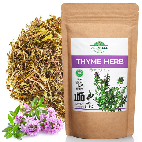 100 Bags Thyme Tea Bags Thyme Leaves TYME Herb Tea (Thymi Serpiylli Herba) - 100 Count 1.5 g Tea Bags Thymus Serpyllum Tea Breckland Creeping Thym...