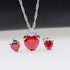 Uloveido Red Crystal Heart Necklace and Earrings Wedding Jewelry Set for Women BME53...