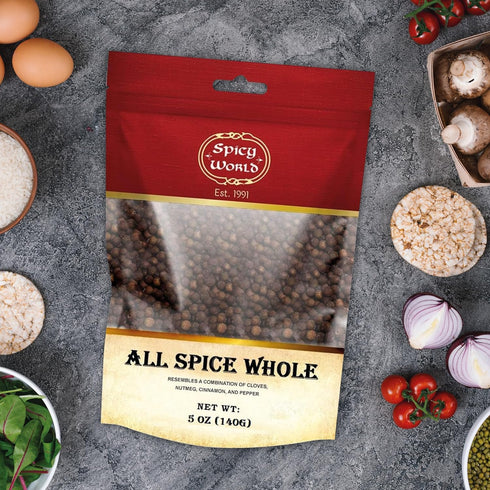 Allspice Whole Berries 5 Ounce Bag - by Spicy World (All Spice) | All Spice Pimento Jamaica Pepper for Cooking & Seasoning | Versatile Berry for C...