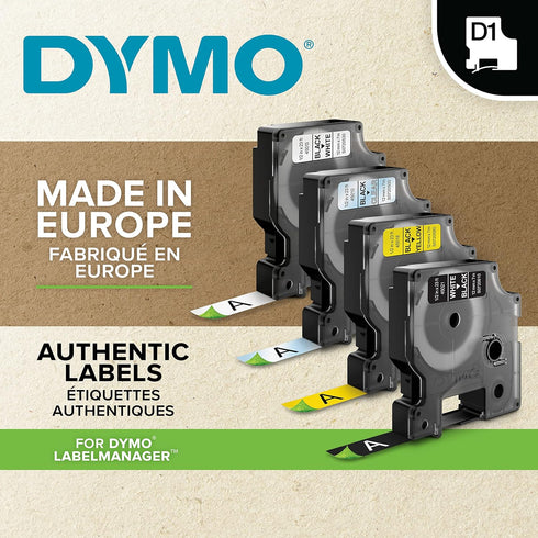 DYMO Standard D1 Labeling Tape for LabelManager Label Makers, Blue Print on Clear Tape, 1/2'' W x 23' L, 1 Cartridge (45011)...