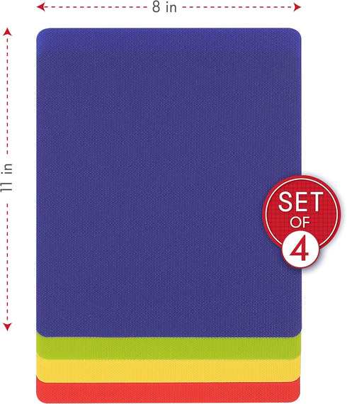 Dexas Heavy Duty Grippmat Flexible Cutting Board Set of Four 8 x 11 inches...