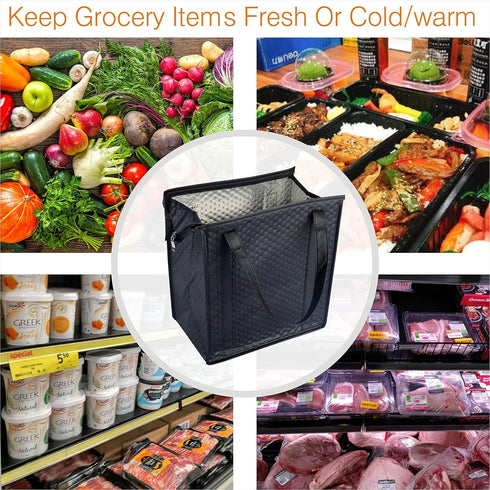 2PCS Refrigerator Grocery Bag,Cooler Bag,Zipper,Black,Blue...
