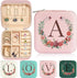 Travel Jewelry Case - Small Initial Jewelry Holder Organizer | Pink Travel Jewelry Box Women Girl | Earring Organizer | Birthday Gift | Personaliz...