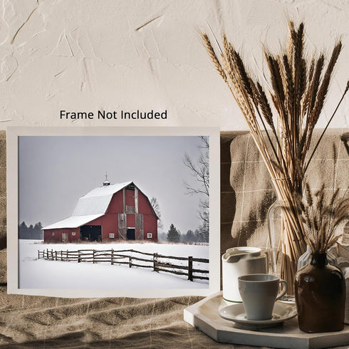 Posterizer 1 pcs-snowy winter scene of old farm house-Landscape & Nature Art-GIft for Men Women Teens-Living Room Bedroom Decor- unframed wall art...