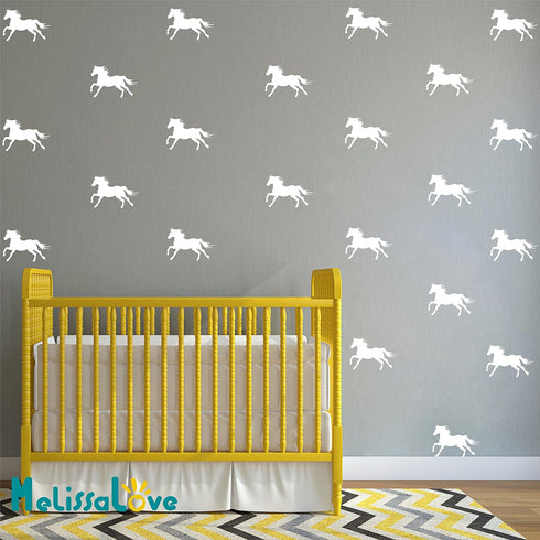 32pcs/Set Metallic Equestrian Horse Wall Stickers Vinyl Wall Decals Decor Kids Room Living Room Wallpaper Removable Mural SA525 (Black)...