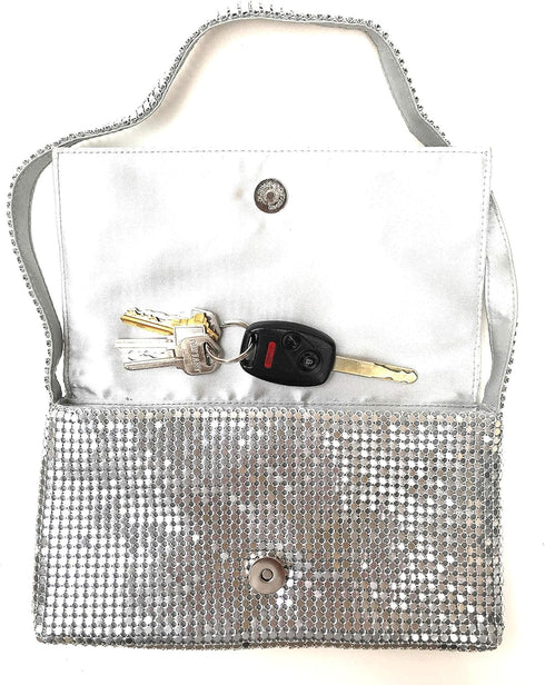Women Vintage Evening Clutch Metal Mesh soft purse with Short Shoulder Strap...