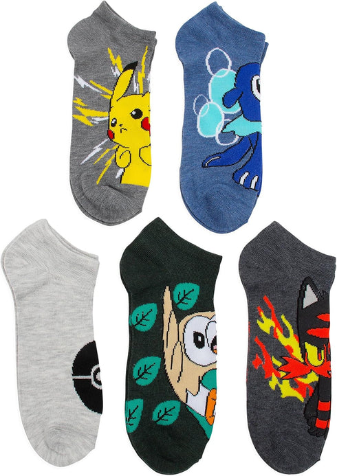 Pokemon Men's 5 Pack No Show Ankle Socks...