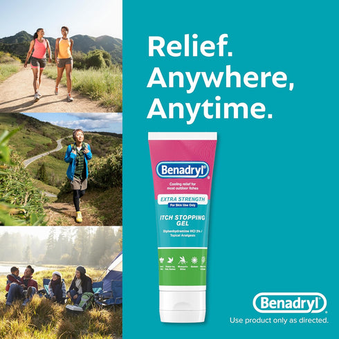 Benadryl Extra Strength Anti-Itch Topical Gel with 2% Diphenhydramine HCI for Itch Relief of Outdoor Itches Associated with Poison Ivy, Insect Bit...