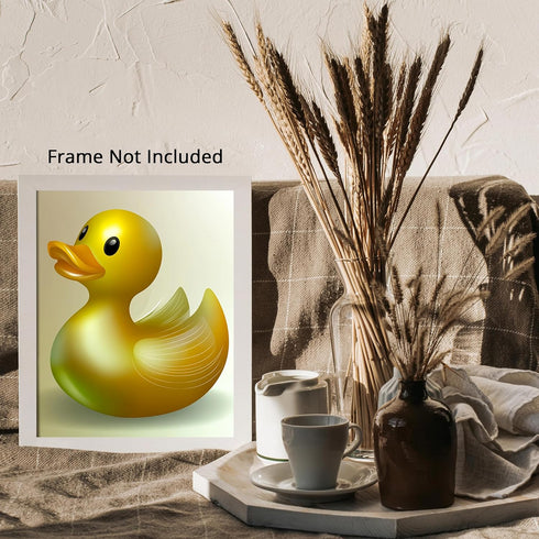 Posterizer 1 pcs-shiny cute golden yellow rubber duck 3-Kids Room Art-Art for Animal Lovers-Decor for nursery toddlers kids room- unframed wall ar...