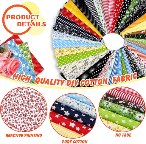 40 Pcs 10 x 10 Inches Cotton Fabric Bundle Squares Precut Fabric Squares Multi Color Floral Fat Squares Sheets for Kids DIY Craft Quilting Sewing ...