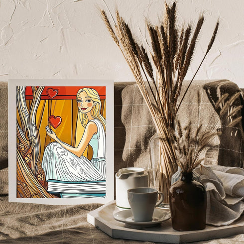 Posterizer 1 pcs-cute Valentine’s Day card design-Girl with hearts poster-Romantic Art-Holiday Poster Collection-Gift for Couples boyfriend girlfr...