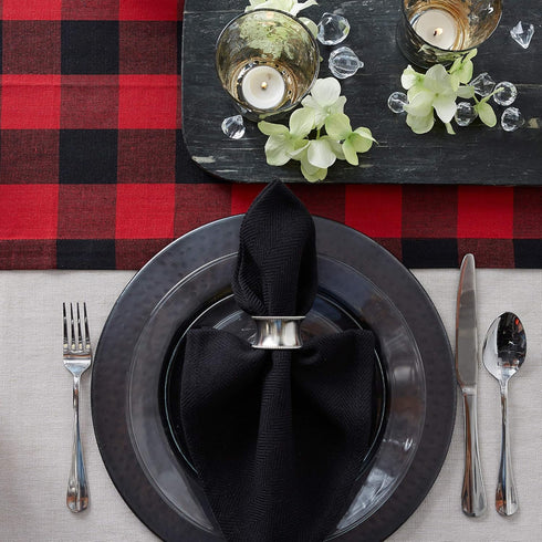 DII Buffalo Check Collection, Classic Farmhouse Table Runner, 14x108, Red & Black...