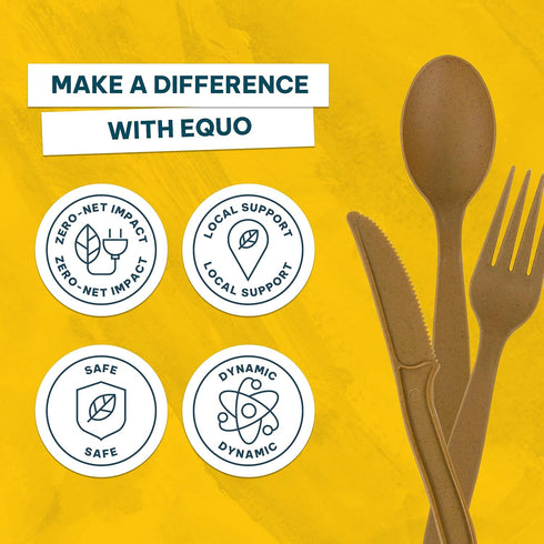 EQUO Sugarcane Disposable Forks (Pack of 15) - Plastic-free, Home-compostable, Heat-safe Utensils for Parties, Events, Camping & More...