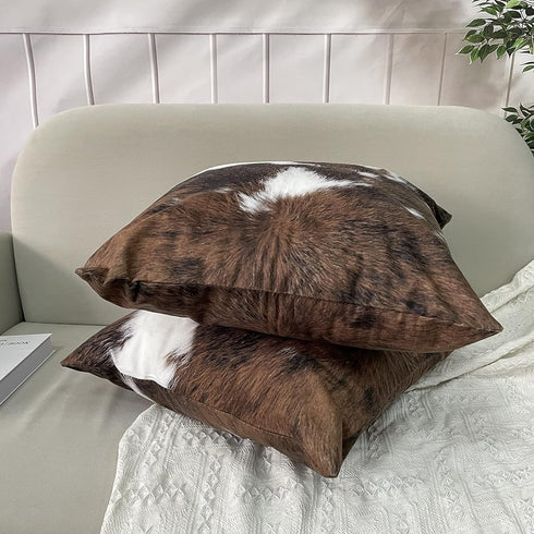 TOMWISH Pack of 2 Throw Pillow Covers Christmas Cowhide Printing Western 18x18 Pillow Cover,Decorative Throw Pillows Cushion Covers for Home Livin...