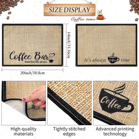 Cunhill 2 Pieces Coffee Bar Mat,Coffee Bar Accessories 20 x 14 Inch Coffee Bar Decoration Coffee Placemats for Coffee Machine, Coffee Bar, Counter...