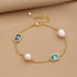 XYJZXY Gold Pearl Bracelet for Women 18K Gold Plated Pearl Link Bracelet Adjustable Cubic Zirconia Bracelets...
