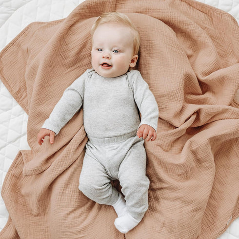 Konssy Muslin Baby Blankets for Girls, 100% Cotton Crib Blanket for Baby Infant Toddler, Super Soft and Lightweight Nursery Blankets 40"x36" (Flor...