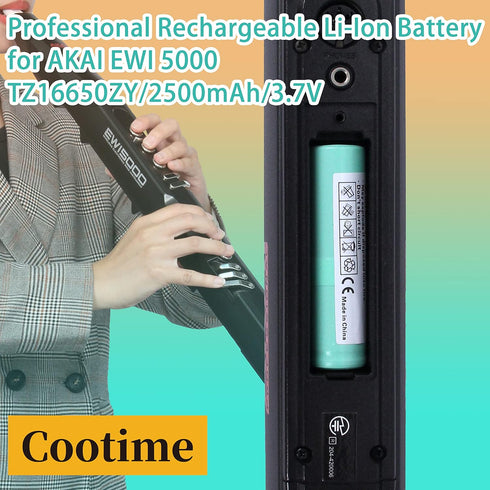 Professional Rechargeable Li-Ion Battery for AKAI EWI 5000 EWI Solo Single Battery Replacement Lithium Ion Battery Pack PH2.0 (TZ16650ZY/Green/Sin...