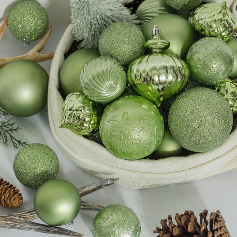 KI Store Light Green Christmas Balls 20pcs 3.15-Inch Christmas Tree Decoration Ornaments for Xmas Tree Holiday Wreath Garland Decor Ornaments Hook...