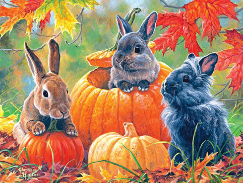 RoseArt - Abraham Hunter - Pumpkin Patch Bunnies - 500 Piece Jigsaw Puzzle for Adults...