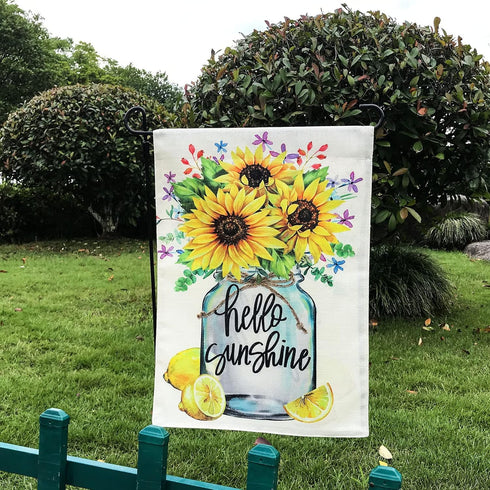 Hello Sunshine Garden Flag Sunflower Summer Fall Outdoor Yard Flags for Garden Decor Double Sided 12.5X18 Inch (Sunflower)...