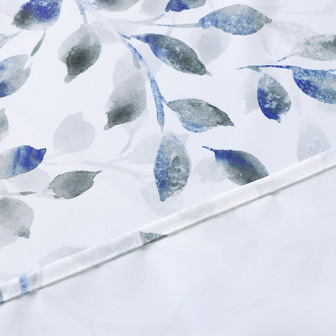 Valance for Windows Watercolor Leaves Print Rod Pocket for Kitchen 52 x 14 Inches, Blue/Gray...