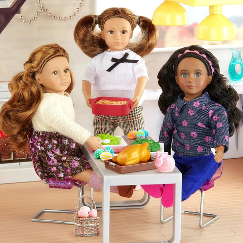Lori – Dining Room Set for Mini Dolls – Dollhouse Furniture for 6-inch Dolls – Table, Chairs, Accessories – Toys for Kids – 3 Years + – Moderna Di...