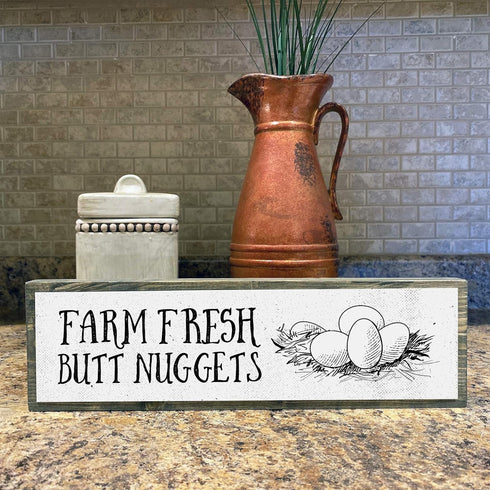 Chicken Wood Signs (Medium - Wood And Metal, Farm Fresh Butt Nuggets)...