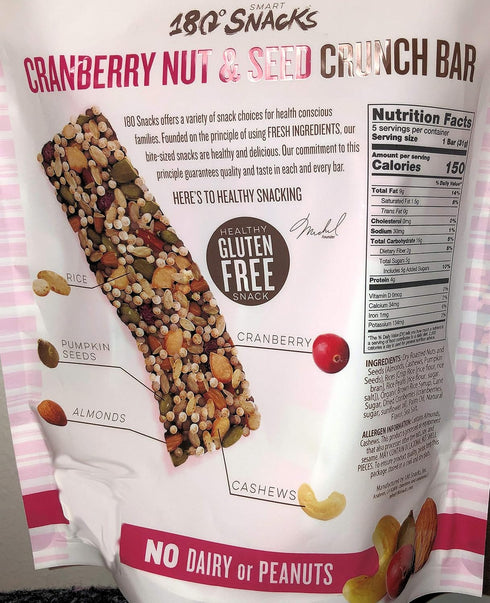 180 Snacks Fruit Nut & Seed Crunch Bar 1 Pack, 5 Snack Bars (Cranberry)...