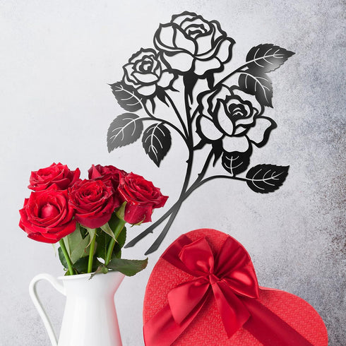 Vivegate Rose Metal Art - Giant Rose Flower Wall Decor for Living Room (Large - 17.5"X13.5")...