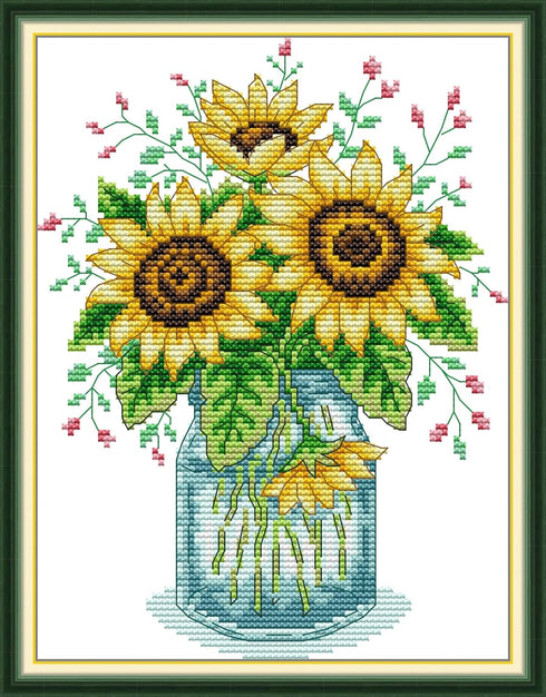 CaptainCrafts New Cross Stitch Kits Embroidery Kit Full Range Flowers Pre-Printed and Counted Fabrics Kits for Adults Beginners Home Decor (Stampe...