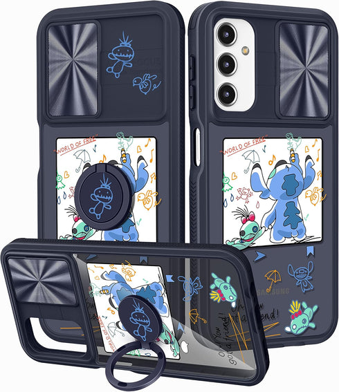 Joyleop (2in1 for Samsung Galaxy A13 5G Case Cartoon Cute Painter for Girls Pretty Women Teen Kids Girly Phone Covers Blue Pattern Design with Sli...
