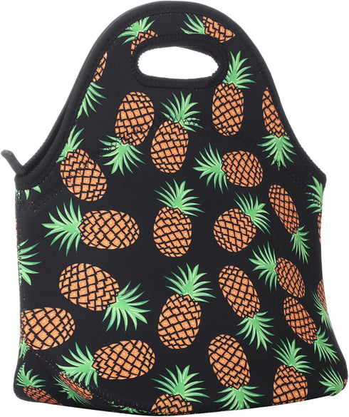 Neoprene Lunch Bag for Kids, Insulated Lunch Box Tote for Women Men Adult Teens Boys Teenage Girls Toddlers (Pineapple Black)...