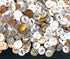 150 Ocean Pearl Grey Buttons ~Mother of Pearl Buttons ~150 Pcs. 1/2" Mixed Design and Cat Eye #3 Quality Quality Great for Crafts...