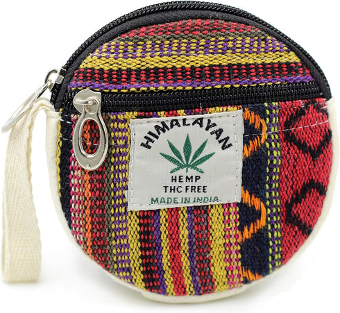 Coin Purse For Women Handmade Hemp Coin Pouch Eco friendly Hippie Boho Wallet Earphone holder (Red)...
