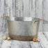 Twine Seaside Jute Rope Wrapped Farmhouse Galvanized Ice Metal Beverage Tub, Wine, Beer Bottle Bucket, 4.5 Gallons...