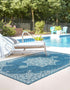 Unique Loom Outdoor Traditional Collection Area Rug - Antique (2' x 3' 1" Rectangle Teal/Ivory)...