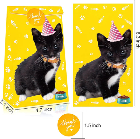 Cat Gift Bags Kitten Paper Goodie Candy Treat Bags for Kids Birthday Pet Adoption Cat Theme Party Decoration Supplies Favors Kitten Themed Goodie ...