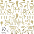 Alpaca Animal and Cactus Wall Decal. Peel and Stick for for Kids, Baby Bedroom Nursery and Living Room. 50 pcs Vinyl Wall Stickers (Gold)...