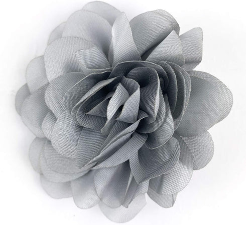 Worlds Gray Chiffon Ruffled Fabric Flower for DIY Handmade Decorative, Hair Clip,Scrapbooking and More Decoration 10PC (2-3/8" Inch)...