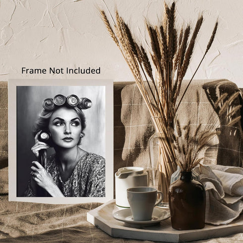 Posterizer 1 pcs-comedic high fashion retro art of woman-black and white photo 1-Photography Art-Retro Art-Decor for Home & Office- unframed wall ...