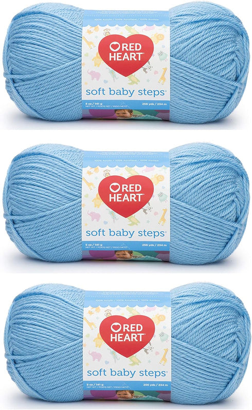 Red Heart Soft Baby Steps Yarn (3-Pack) Baby Blue E746-9800...