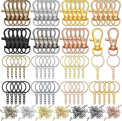 280 Pieces Key Chain Rings Kit Including 35 Pcs Swivel Lobster Clasp Keychain 35 Pcs Key Rings with Chains 210 Pieces Small Screw Eye Pins Hooks f...
