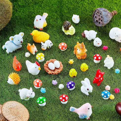 100 Pieces Mini Resin Animals Miniature Panda Figurine Garden Animal Figurine Miniature Duck Figurine Micro Landscape Fairy Dollhouse Ornament for...